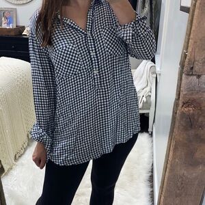 MERONA black & white checkered long sleeve top size XXlarge